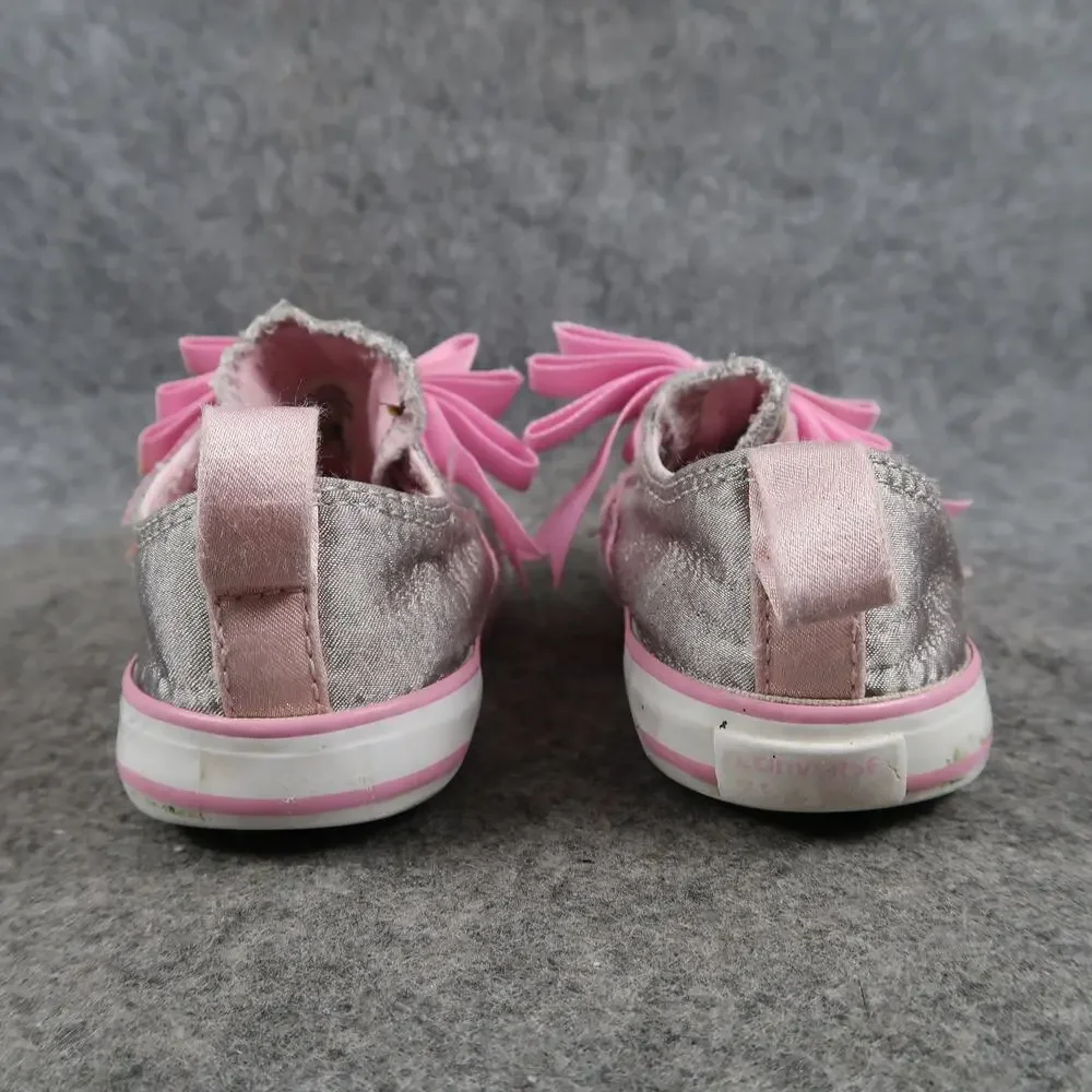 Converse Shoes Infant 7 Sneakers Pink Bow Hook N Loop Strap Baby Girl Casual